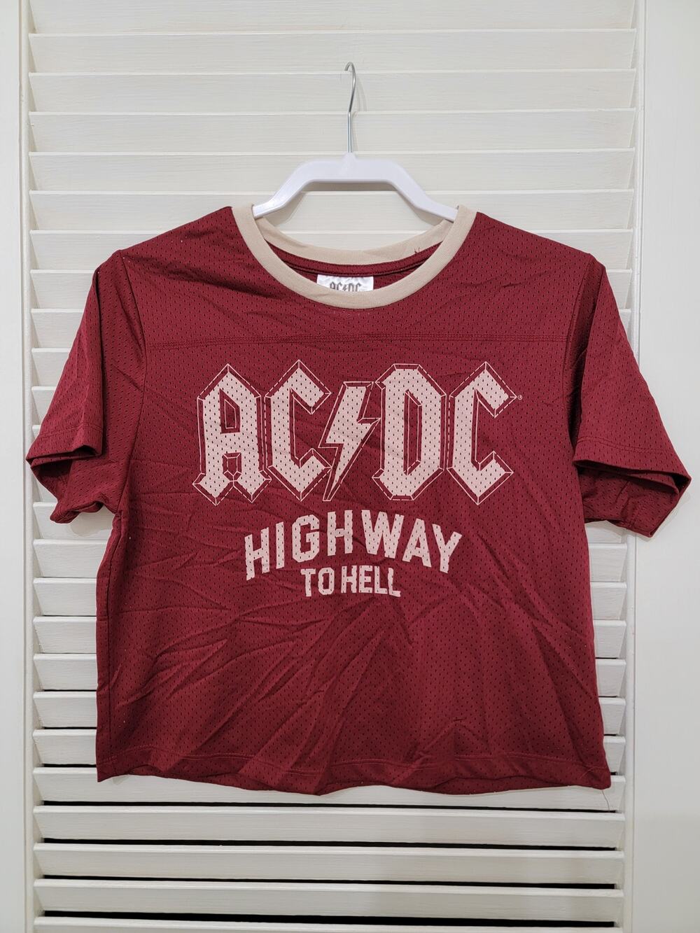 AC/DC Highway to Hell Maroon Jersey Style Shirt Back "79" Size M